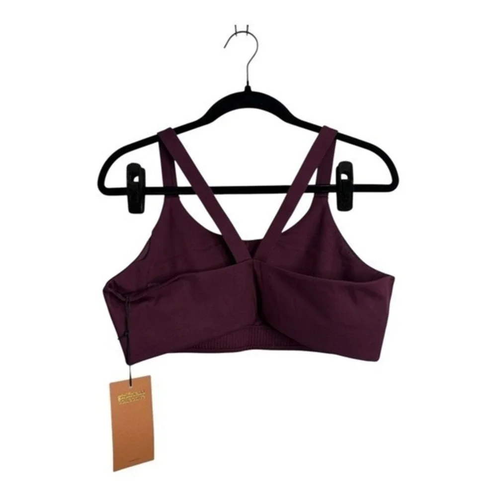 Girlfriend Collective‎ Lou Deep V-Back Sports Bra in Plum XL NWT